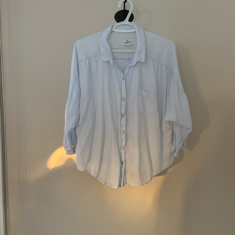 Baby blue button down blouse